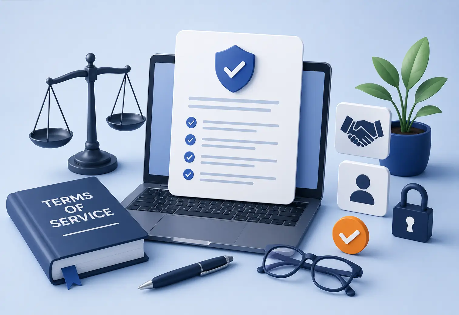 Terms of service and digital agreement illustration