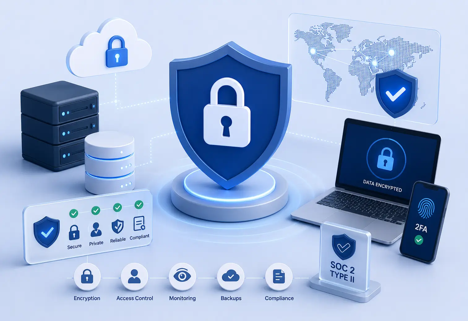 Beyond Local AI security, encryption, access control, and compliance illustration